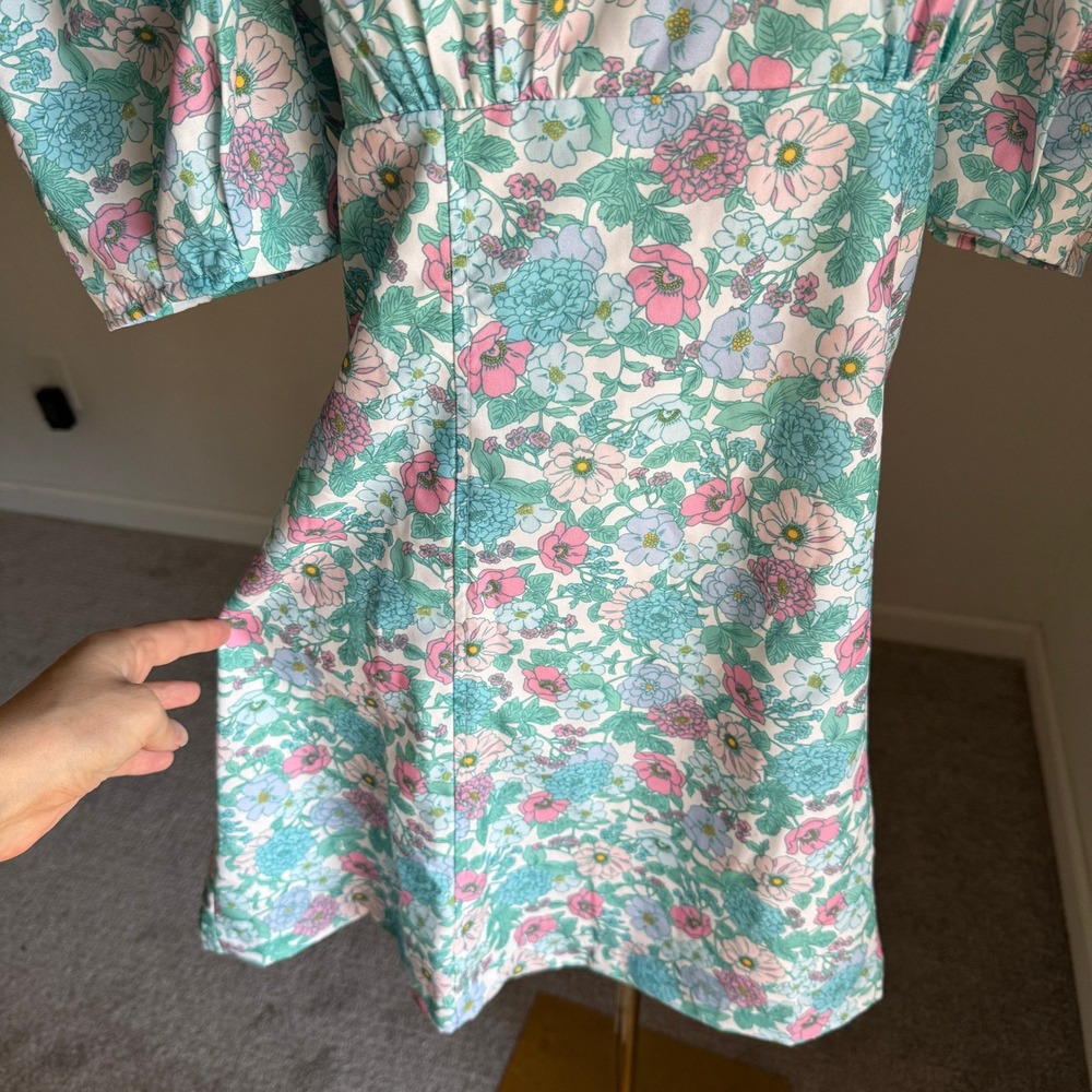 Tuckernuck Hyacinth House Sallie‎ Floral Puff Sleeve Mini Dress Blue Medium - Picture 4 of 11